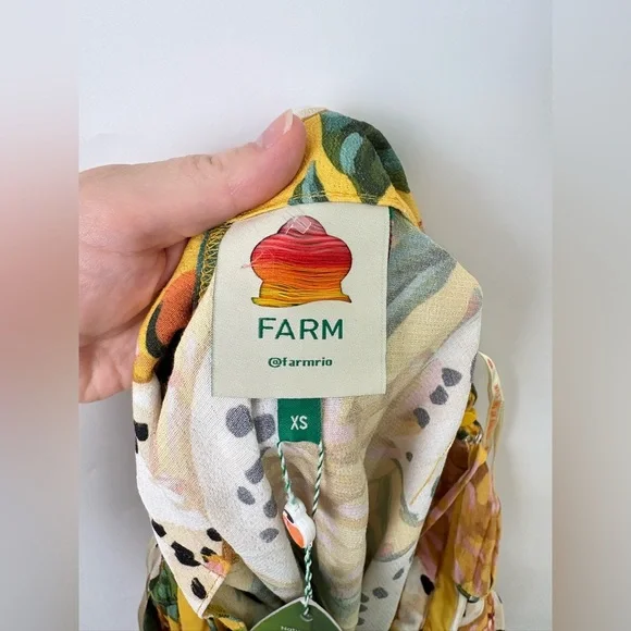 NWT Farm Rio Biriba Yellow Sleeveless Halter Peplum Midi Dress - Picture 6 of 11